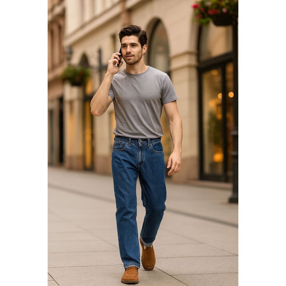 Levis 505 Jeans Mens 40x32 Dark Blue Straight Leg Denim Classic Fit